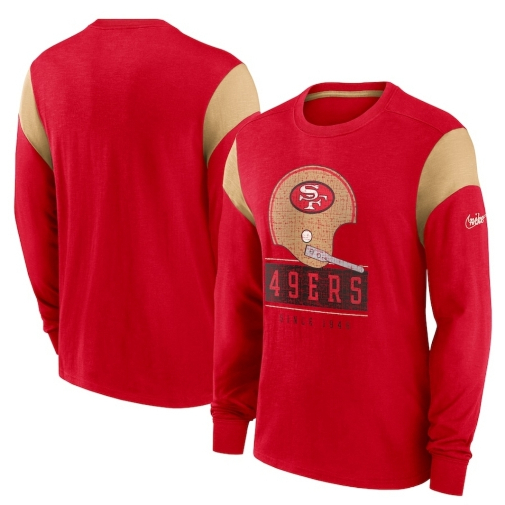 San Francisco 49ers Nike Rewind Playback Helmet Long Sleeve T-Shirt - Cardinal
